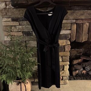 J. Crew Black Midi Wrap Dress